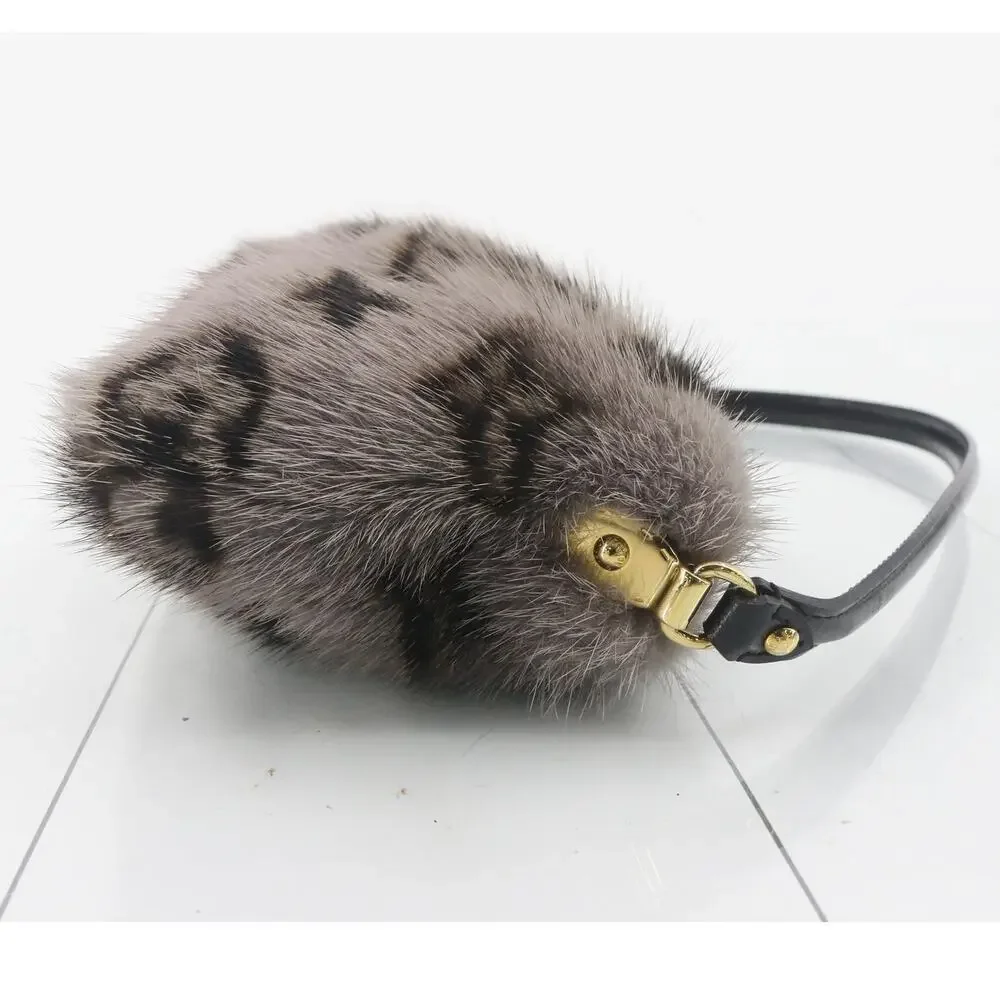 Louis Vuitton Mink Fur Bag Monogram Milla Vision MM Gray Vintage Rare Shoulder